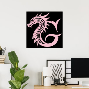 Drache gestalteter Buchstabe G, Drachenalphabet, M Poster
