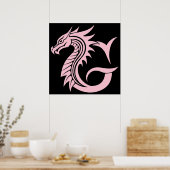 Drache gestalteter Buchstabe G, Drachenalphabet, M Poster (Küche)