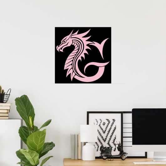Drache gestalteter Buchstabe G, Drachenalphabet, M Poster (Heimbüro)