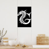 Drache gestalteter Buchstabe G, Drachenalphabet, M Poster (Küche)