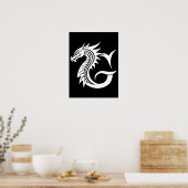 Drache gestalteter Buchstabe G, Drachenalphabet, M Poster (Küche)