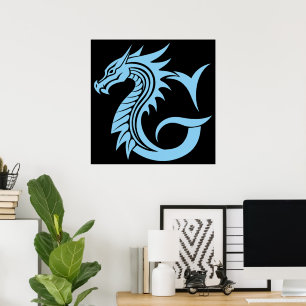 Drache gestalteter Buchstabe G, Drachenalphabet, M Poster