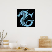 Drache gestalteter Buchstabe G, Drachenalphabet, M Poster (Küche)