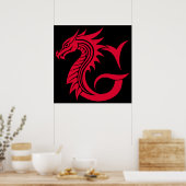 Drache gestalteter Buchstabe G, Drachenalphabet, M Poster (Küche)