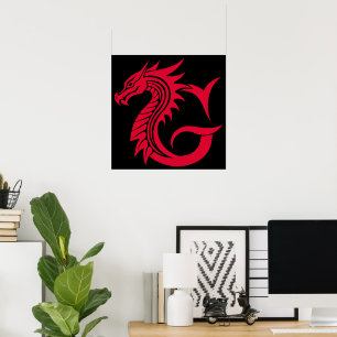 Drache gestalteter Buchstabe G, Drachenalphabet, M Poster