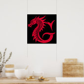 Drache gestalteter Buchstabe G, Drachenalphabet, M Poster (Küche)