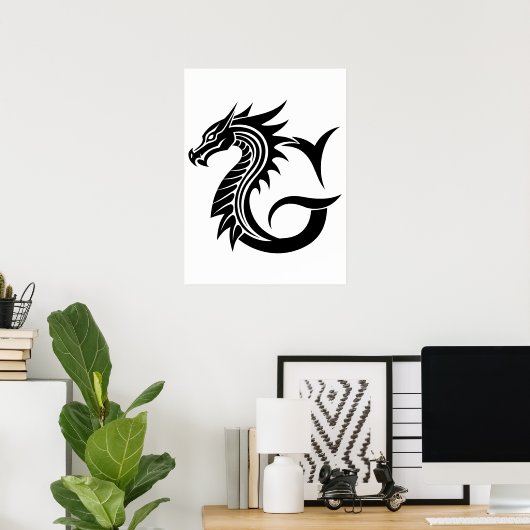 Drache gestalteter Buchstabe G, Drachenalphabet, M Poster (Heimbüro)