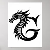 Drache gestalteter Buchstabe G, Drachenalphabet, M Poster (Vorne)