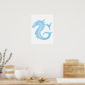 Drache gestalteter Buchstabe G, Drachenalphabet, M Poster (Küche)