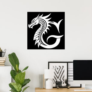 Drache gestalteter Buchstabe G, Drachenalphabet, M Poster