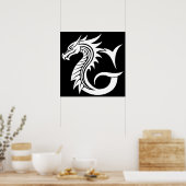 Drache gestalteter Buchstabe G, Drachenalphabet, M Poster (Küche)