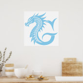 Drache gestalteter Buchstabe G, Drachenalphabet, M Poster (Küche)