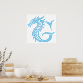 Drache gestalteter Buchstabe G, Drachenalphabet, M Poster (Küche)