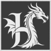 Drache gestalteter Buchstabe H, Drachenalphabet, M Aufkleber (Vorderseite)