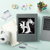 Drache gestalteter Buchstabe H, Drachenalphabet, M Aufkleber (iPad Hülle)