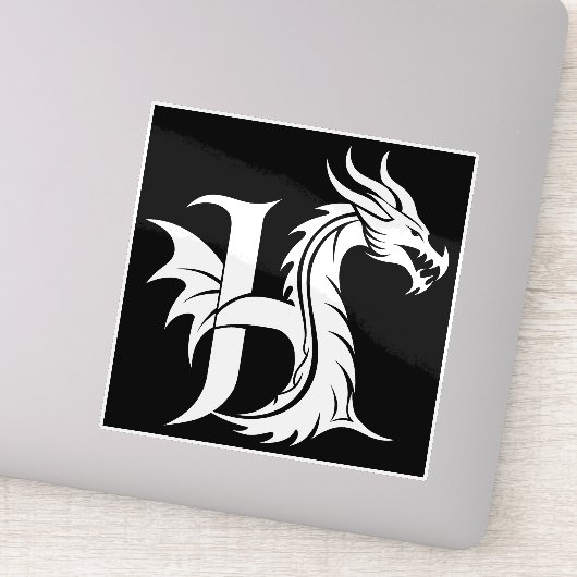 Drache gestalteter Buchstabe H, Drachenalphabet, M Aufkleber (Detail)