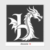 Drache gestalteter Buchstabe H, Drachenalphabet, M Aufkleber (Blatt)