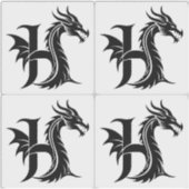 Drache gestalteter Buchstabe H, Drachenalphabet, M Aufkleber (Vorderseite)
