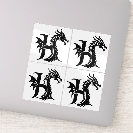 Drache gestalteter Buchstabe H, Drachenalphabet, M Aufkleber (Detail)