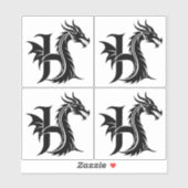 Drache gestalteter Buchstabe H, Drachenalphabet, M Aufkleber (Blatt)