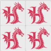 Drache gestalteter Buchstabe H, Drachenalphabet, M Aufkleber (Vorderseite)