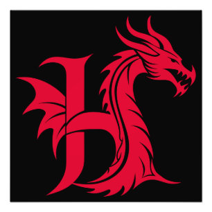 Drache gestalteter Buchstabe H, Drachenalphabet, M Fotodruck