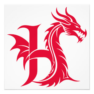 Drache gestalteter Buchstabe H, Drachenalphabet, M Fotodruck