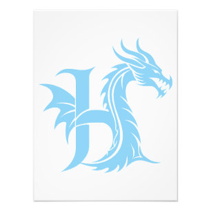 Drache gestalteter Buchstabe H, Drachenalphabet, M Fotodruck