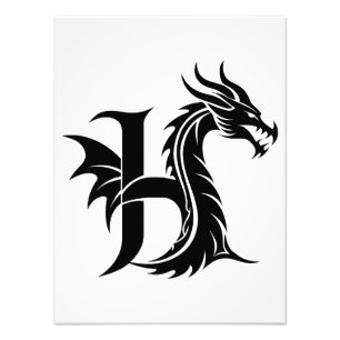 Drache gestalteter Buchstabe H, Drachenalphabet, M Fotodruck