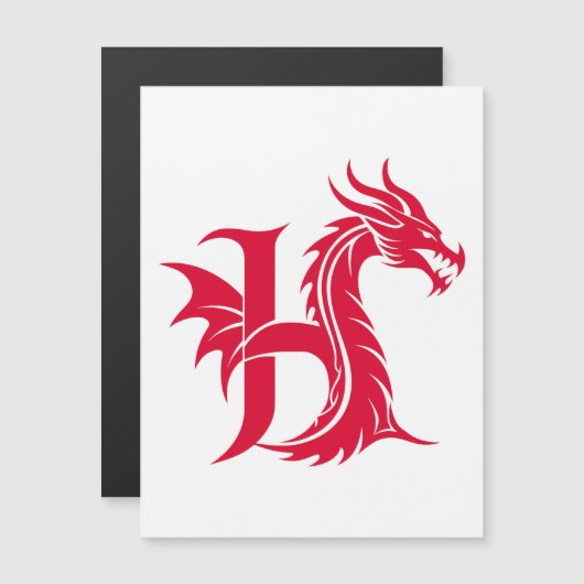 Drache gestalteter Buchstabe H, Drachenalphabet, M Magneteinladung (Vorne/Hinten)