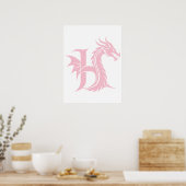 Drache gestalteter Buchstabe H, Drachenalphabet, M Poster (Küche)