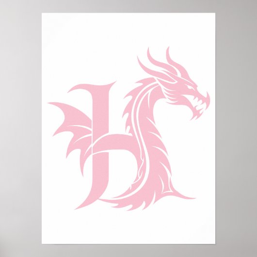 Drache gestalteter Buchstabe H, Drachenalphabet, M Poster (Vorne)
