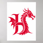 Drache gestalteter Buchstabe H, Drachenalphabet, M Poster (Vorne)