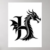 Drache gestalteter Buchstabe H, Drachenalphabet, M Poster (Vorne)