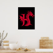 Drache gestalteter Buchstabe H, Drachenalphabet, M Poster (Küche)