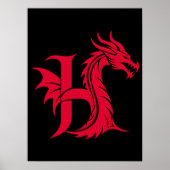Drache gestalteter Buchstabe H, Drachenalphabet, M Poster (Vorne)