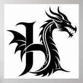 Drache gestalteter Buchstabe H, Drachenalphabet, M Poster (Vorne)