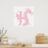 Drache gestalteter Buchstabe H, Drachenalphabet, M Poster (Küche)
