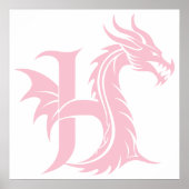 Drache gestalteter Buchstabe H, Drachenalphabet, M Poster (Vorne)