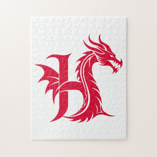 Drache gestalteter Buchstabe H, Drachenalphabet, M Puzzle (Vertikal)