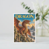 Drache, Gothic Fantasy Monster Postkarte (Stehend Vorderseite)