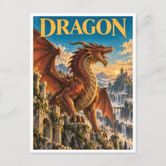 Drache, Gothic Fantasy Monster Postkarte (Vorderseite)