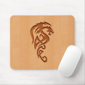 Drache graviert auf hölzernem Effekt Mousepad (Mit Mouse)