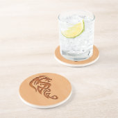 Drache graviert auf hölzernem Effekt Sandstein Untersetzer (Seite)