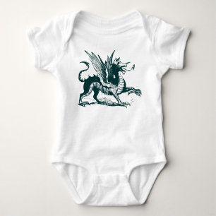 Drache Gravur - Dunkelgrün Baby Strampler