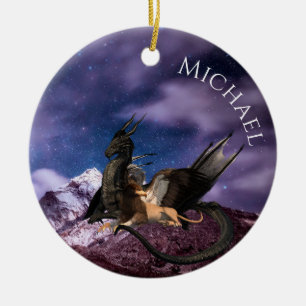 Drache Greif Fantasy Landschaft Personalisiert Keramik Ornament