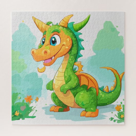 Drache grüne Kunstwerke Puzzle (Vertikal)