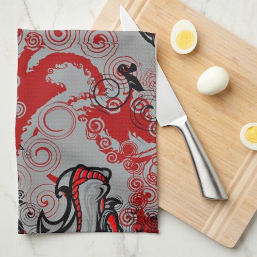 Drache-Grungy abstrakte Kunst Handtuch (Viertel Falte)