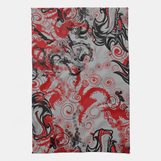 Drache-Grungy abstrakte Kunst Handtuch (Vertikal)