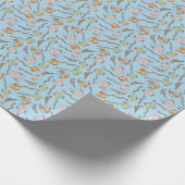 Drache Icons Muster Hellblau Geschenkpapier (Ecke)